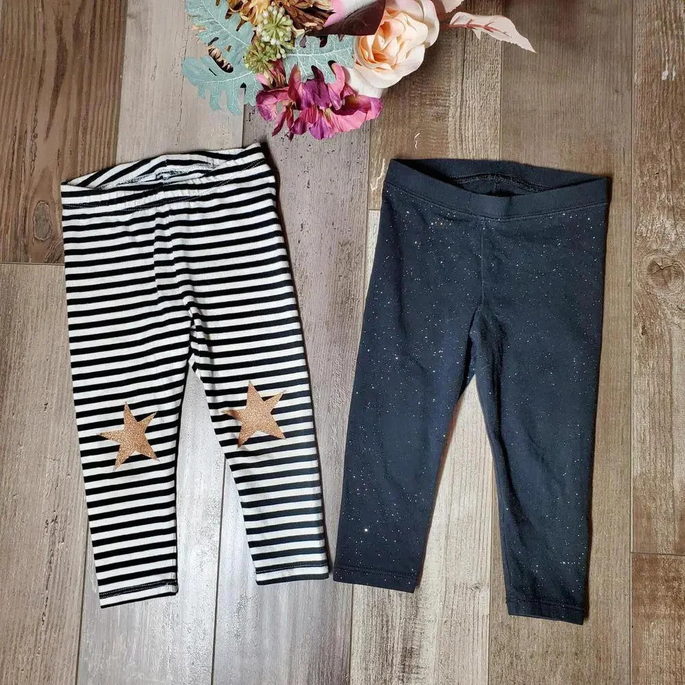 Cat & Jack Baby Toddler Girl Size 18M Glittery Casual Leggings Pants Bundle